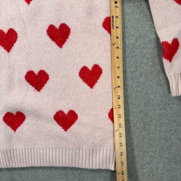 Cloth & Portrait Pink Heart Pullover Sweater Women's X-Large Red Crew Neck Love - Picture 6 of 10